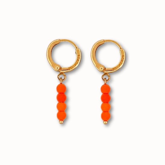 ByNouck Jewelry - Neon Oranje Oorbellen Set - Sieraden - Dames Oorbellen - Verguld - Oorbellen