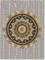 Tuinposter - Tuindoek - Tuinposters buiten - Mandala - Bloem - Goud - Luxe - Bohemian - 90x120 cm - Tuin