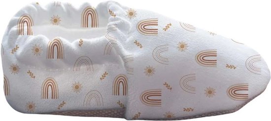 Lavendel Baby Slofjes - Huisslippers - Antislip Zool - Kleurrijk Bedrukt - Zacht Katoenen - Comfortabel - Oekotex Gecertificeerd - Veilig voor Kinderen en Baby's / Bohemien / Maat: 20