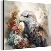 Wanddecoratie Metaal - Aluminium Schilderij Industrieel - Arend - Adelaar - Vogel - Bloemen - Natuur - 40x30 cm - Dibond - Foto op aluminium - Industriële muurdecoratie - Voor de woonkamer/slaapkamer