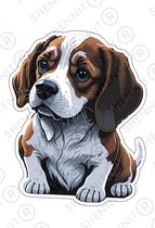 Beagle Sticker - Schattige hond - Hond sticker - Dieren sticker - Schoothond - Dog sticker - Huisdier sticker - scrapbook stickerboek - laptop sticker - 4 stuks