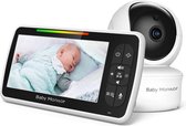 Babyfoon Met Camera - 5.0 Inch Scherm - Nederlands Display - Zonder Wifi en App - Temperatuursensor - Nachtzicht - Talk Back Functie