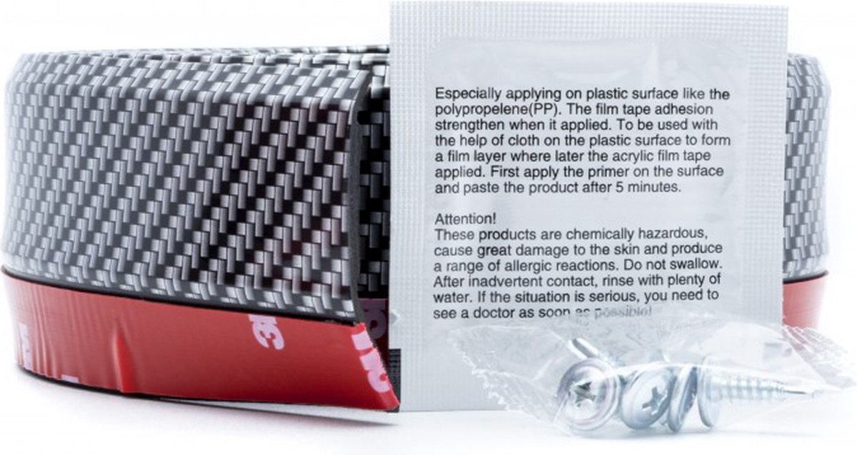 Einparts Bumper Bescherming Lip Verlaging Strip Rubber Carbon (2.5m)