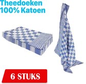 Kitchen Towel Theedoek 65 x 65cm - 6 Stuks - Geblokt - Blokdoeken - 100% katoen - Horeca Theedoeken – vaatdoek – theedoek geruit
