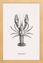 JUNIQE - Poster in houten lijst American Lobster -40x60 /Grijs & Ivoor