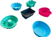 Mini bakvormpjes rechthoek - Multicolor - Silliconen - 7,5 x 6,5 x 3 cm - Set van 6 - Baking Cups - 100 % silicone - Bakvormen