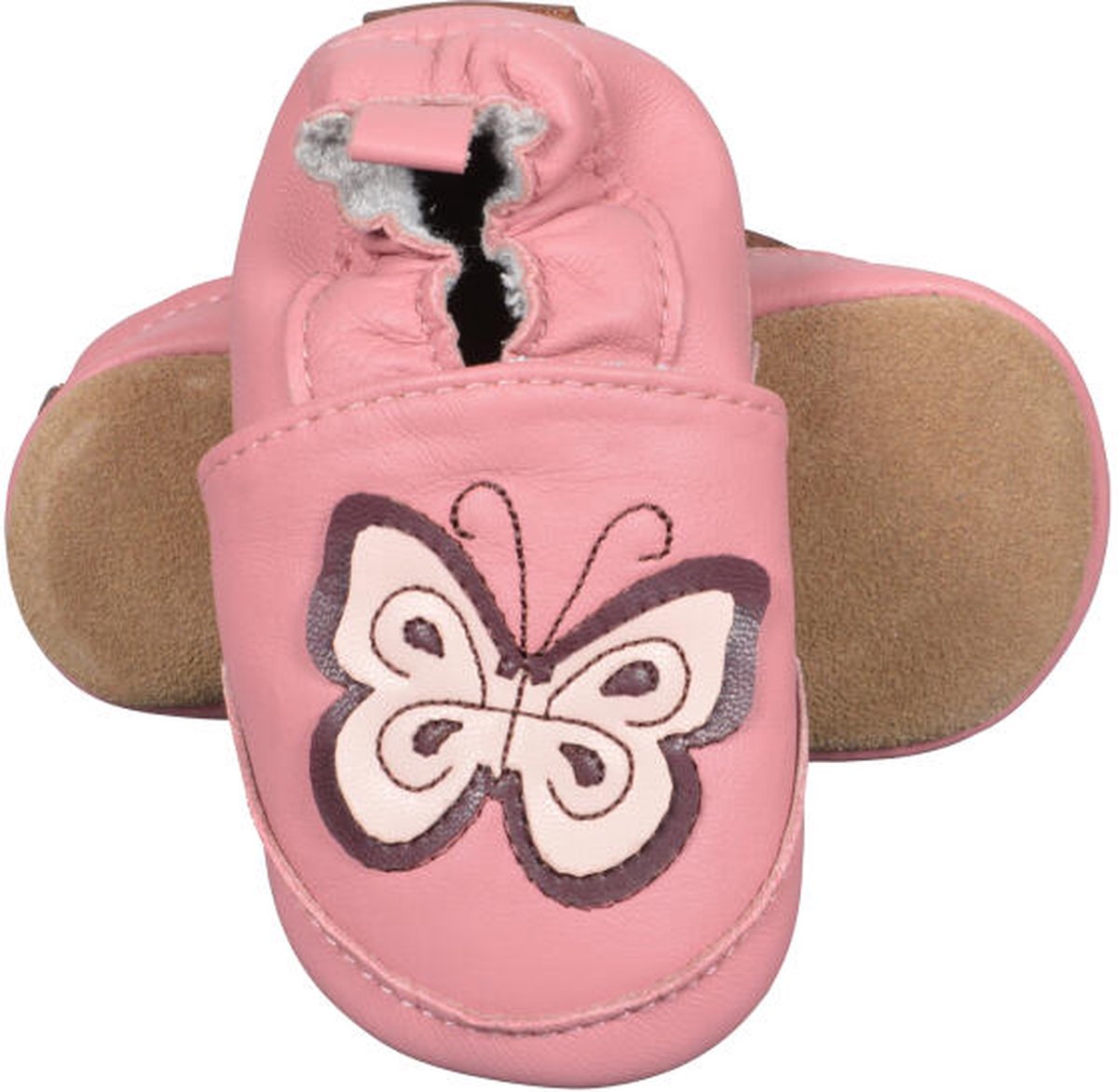 Melton Leather Shoe - Butterfly - Dusty Rose - babyslofjes - maat 12-18m