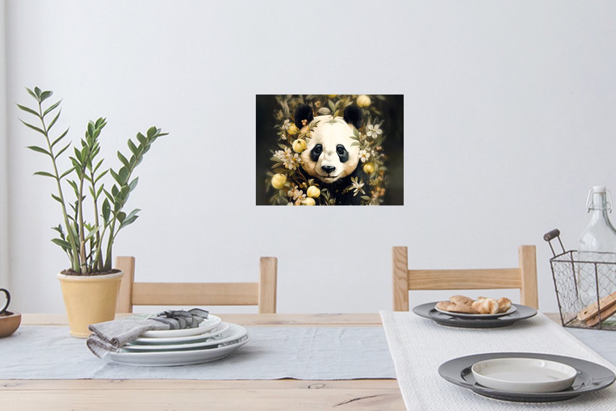 Muurstickers - Sticker Folie - Panda - Pandabeer - Wilde dieren - Natuur - Bloemen - 40x30