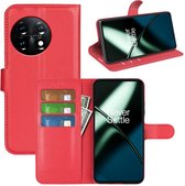 OnePlus 11 Hoesje - MobyDefend Kunstleren Wallet Book Case (Sluiting Voorkant) - Rood - GSM Hoesje - Telefoonhoesje Geschikt Voor OnePlus 11