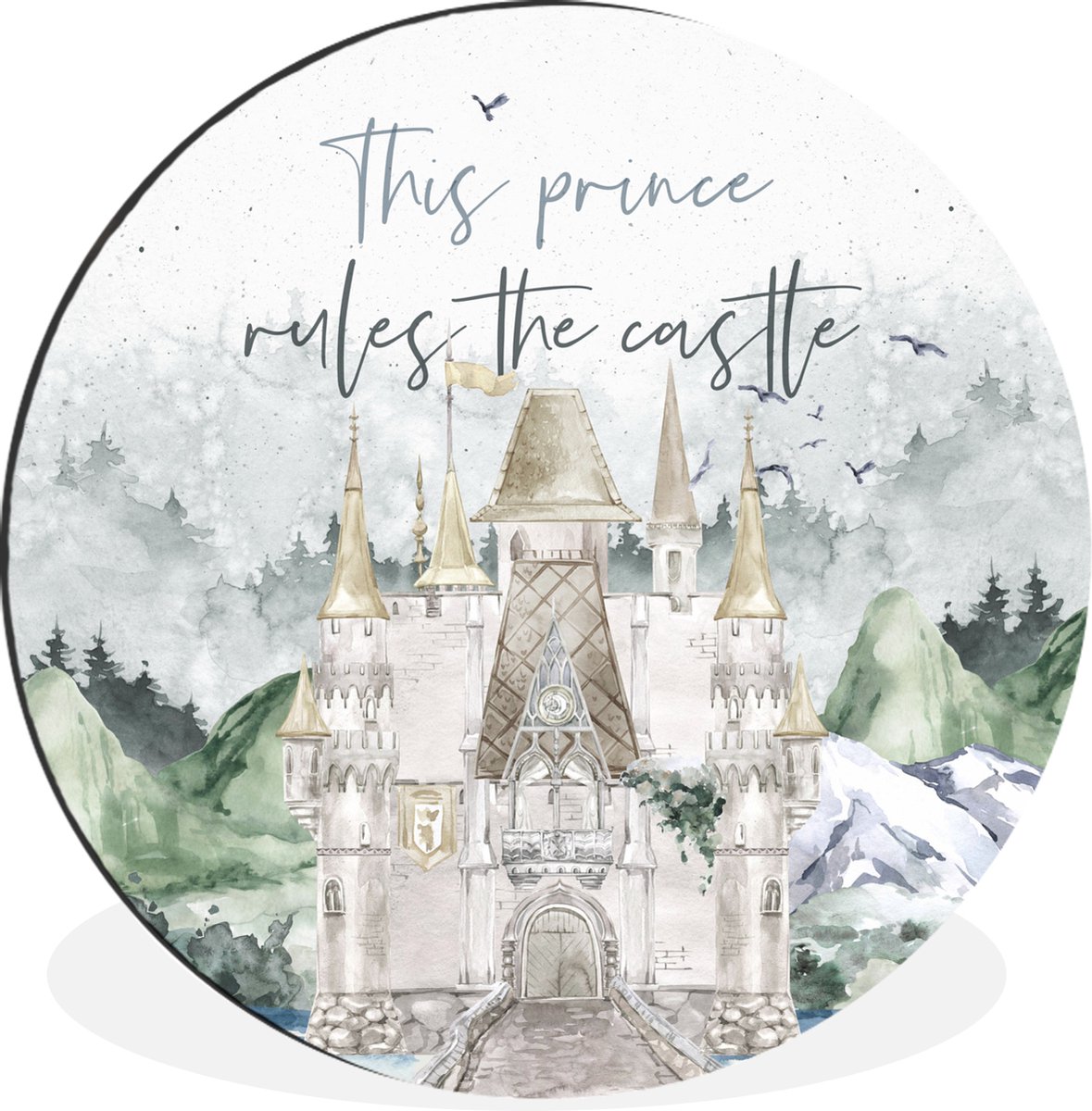 WallCircle - Wandcirkel - Muurcirkel - Quotes - This prince rules the castle - Spreuken - Kinderen - Kids - Baby - Aluminium - Dibond - 140x140 cm - Binnen en Buiten
