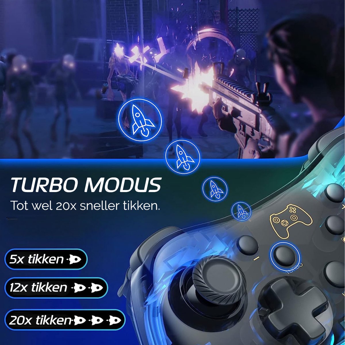 Phreeze Pro Controller Draadloos - Turbo Knop - Macro Knop - Transparant - RGB Verlichting - Instelbaar via APP - Geschikt voor Nintendo Switch – foto 7