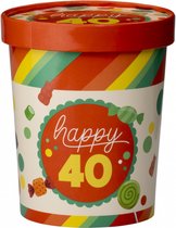 Snoeppot - 40 jaar - Candy Bucket - Gevuld met Snoep en Drop