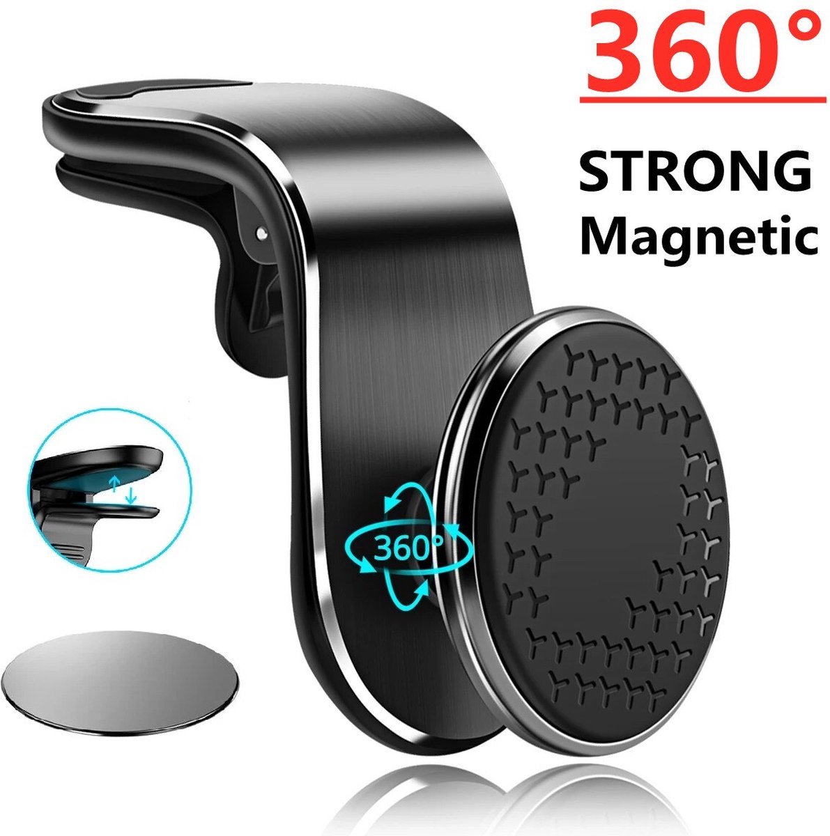 Support Voiture Magnétique pour IPHONE 5/5S Aimant Noir Ventilateur  Universel 360 Rotatif