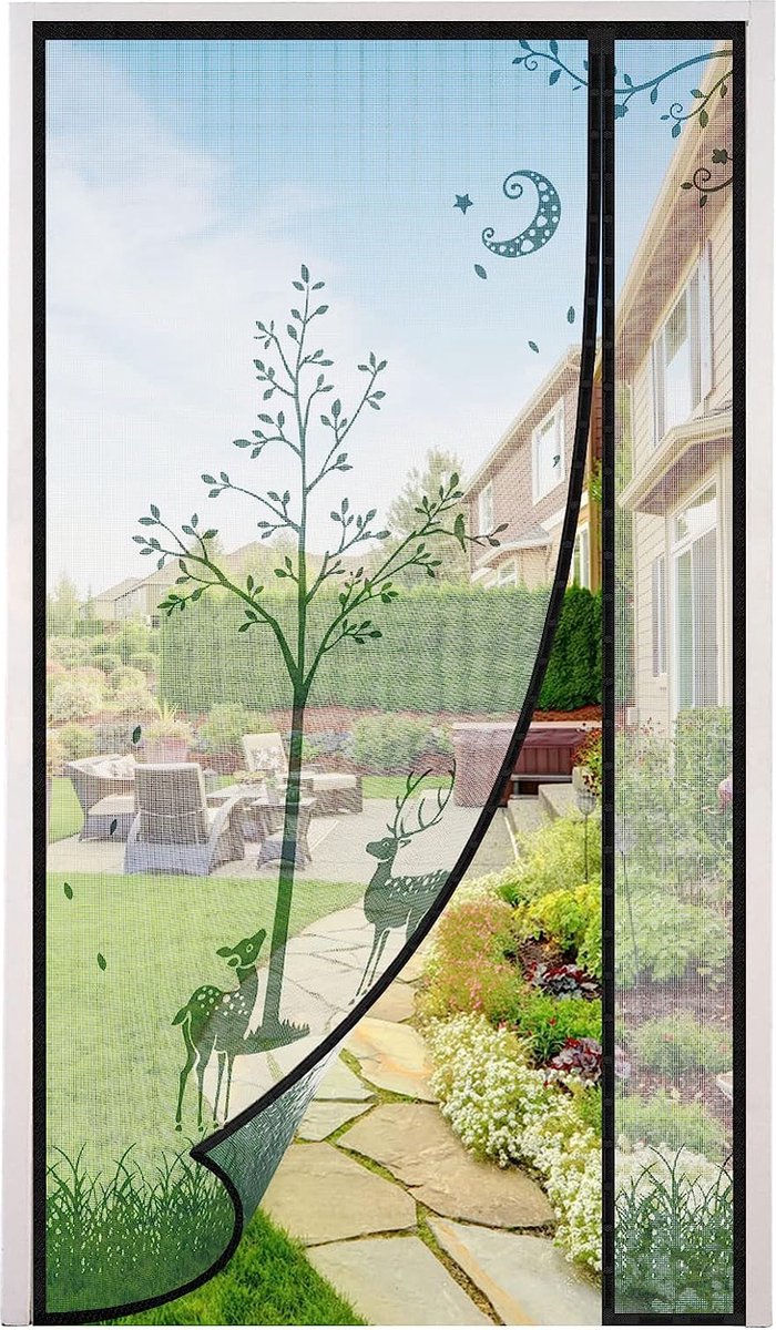 Vliegenhor Balkondeur 100x220cm Insectenwerende Deur Zonder Boren, Sterker, Verdikt Vliegengordijn For Balkondeur, Kelderdeur, Terrasdeur En Schuifdeur (Color : A, Size : 95x200cm
