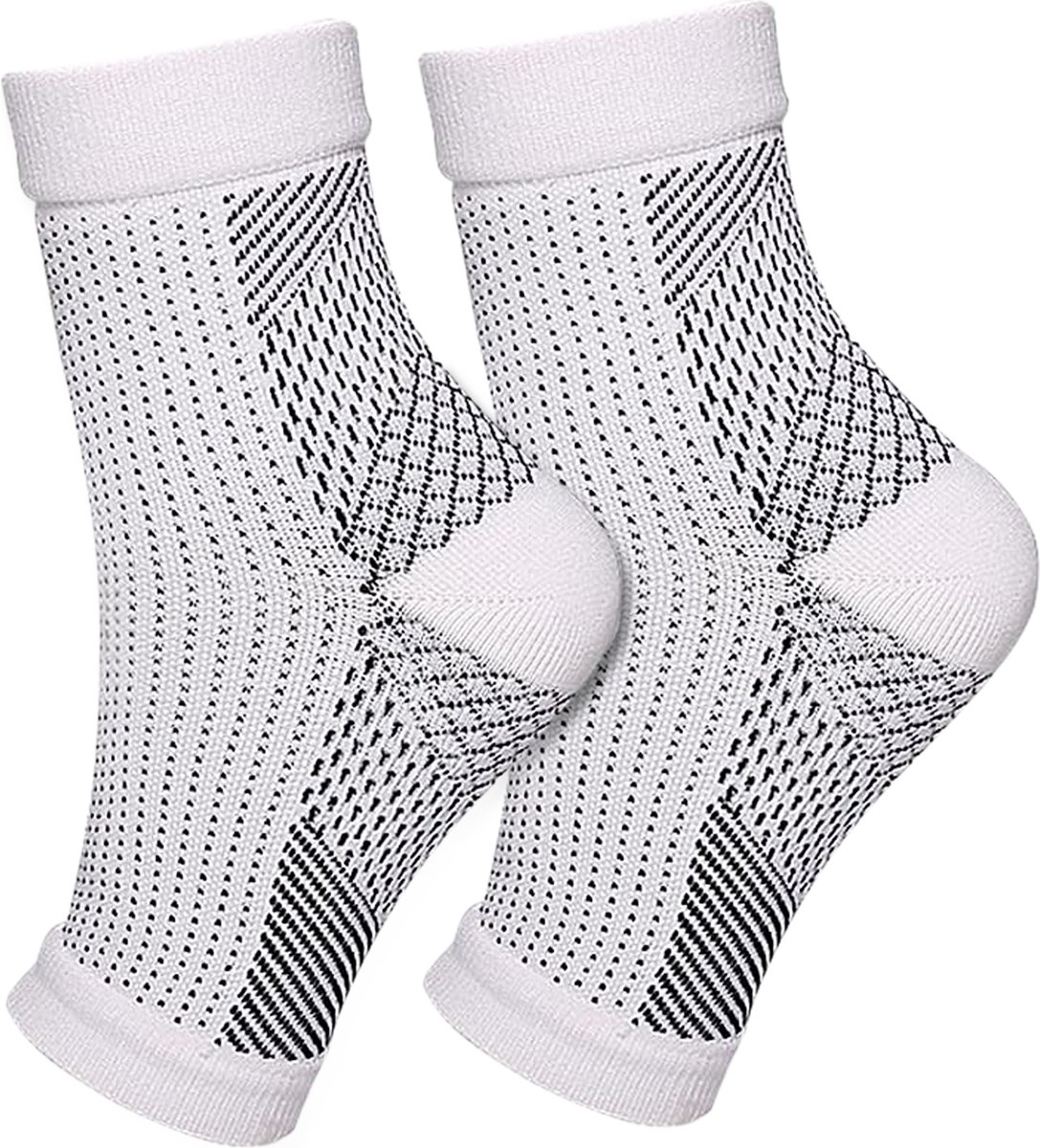 KANGKA Enkelsteun Sokken maat - S/M - Enkelbrace - Enkel Bandage - Voet brace - Enkelondersteuning - Unisex - Wit