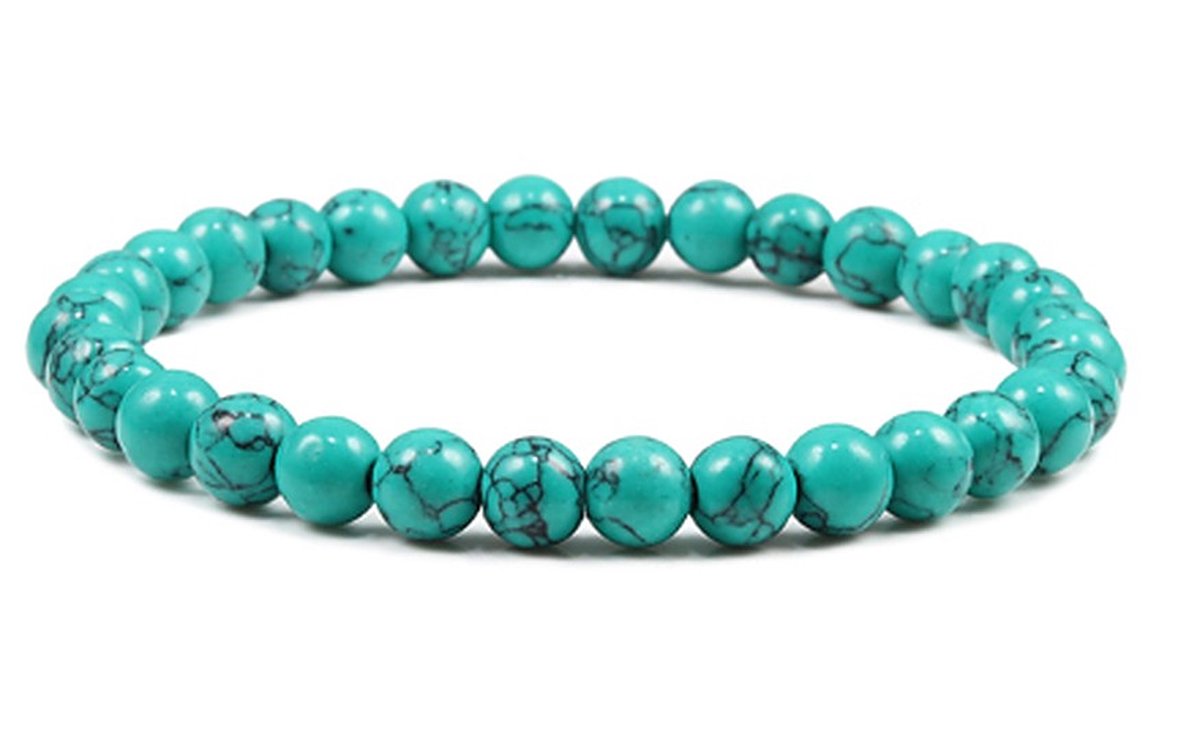 TVR-Wares® | Kralen armband Turquoise 6mm | Turquoise | maat S | 17cm
