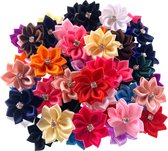 Bloem applicaties met steentjes bloemen mix - 20 stuks - Decoratie bloemetjes voor speldjes kleding maken