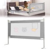 Barrière De Lit Enfant NAIZY 180 Cm – Hauteur Réglable 70-93 Cm – 28 Positions – Pour Lits En Bois Massif – Grise – Portable Et Sécurisée