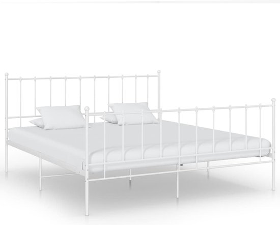 vidaXL - Bedframe - metaal - wit - 200x200 - cm