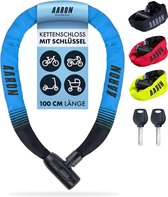 Lock een fietsslot met sleutel, hoge veiligheid stalen ketting slot, slot voor e-bike, mountainbike, trekking fiets, touring fiets, racefiets in blauw