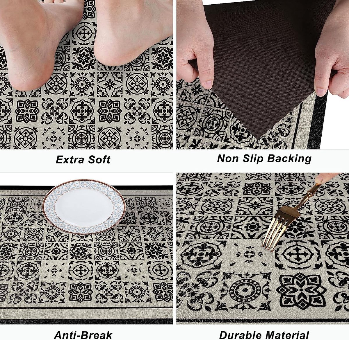 7VSTOHS Keukentapijt Set 2-delig – Antislip Matten 40x60 + 40x120 Cm – Wasbaar Polyester – Voor Keuken, Gang, Ingang