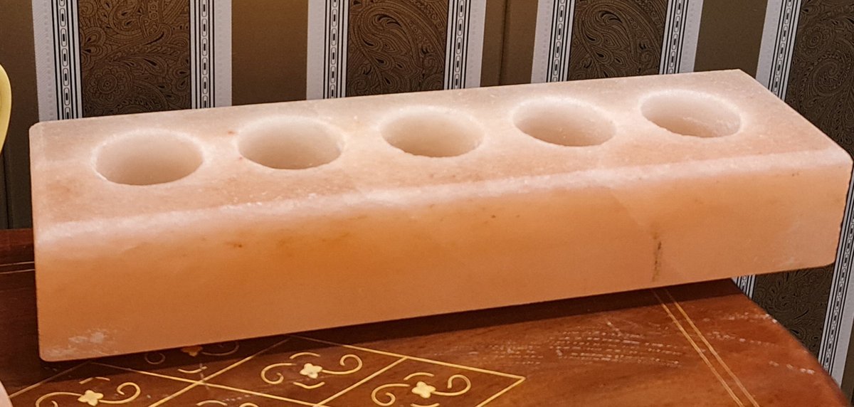 Handvervaardigd van massief zoutkristal voor 5 theelichtjes - waxinehouder (2 stuks)