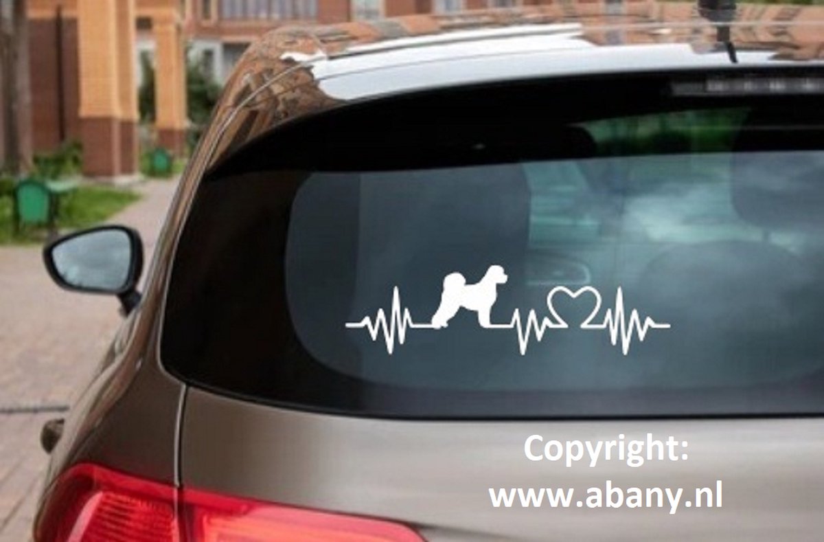 Portugeese waterhond 3x – autosticker - sticker voor raam auto deur muur laptop - heartbeat - rashondensticker - hondenlijn – hondenriem - Doglove - Abany quality design