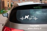 Portugeese waterhond  3x – autosticker - sticker voor raam auto deur muur laptop - heartbeat - rashondensticker - hondenlijn – hondenriem - Doglove - Abany quality design