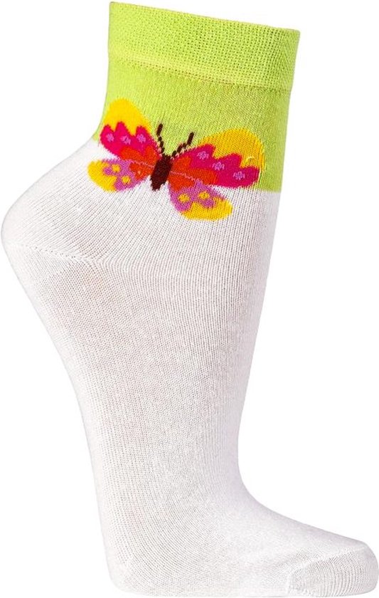 Chaussettes femme papillon, coton, coloré, 2 paires