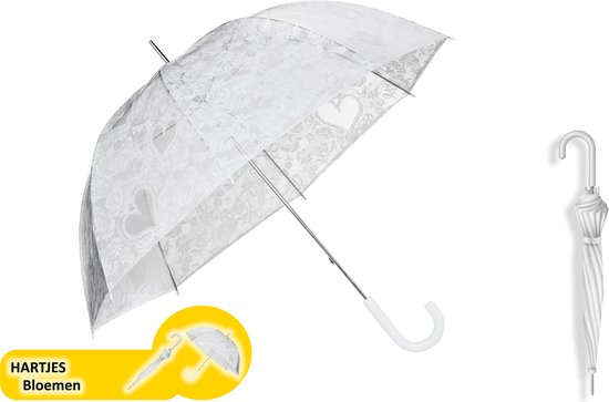 Paraplu met hartjes TRANSPARANT - HANDOPENING - Ø 95 CM - TRANSPARANT - Paraplu - Fashion Dessin
