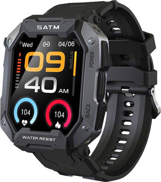 Vertrex Smartwatch Heren - Horloge - Smartwatches - Android - Smart Watch - Herenhorloge - met Hartslagmeter