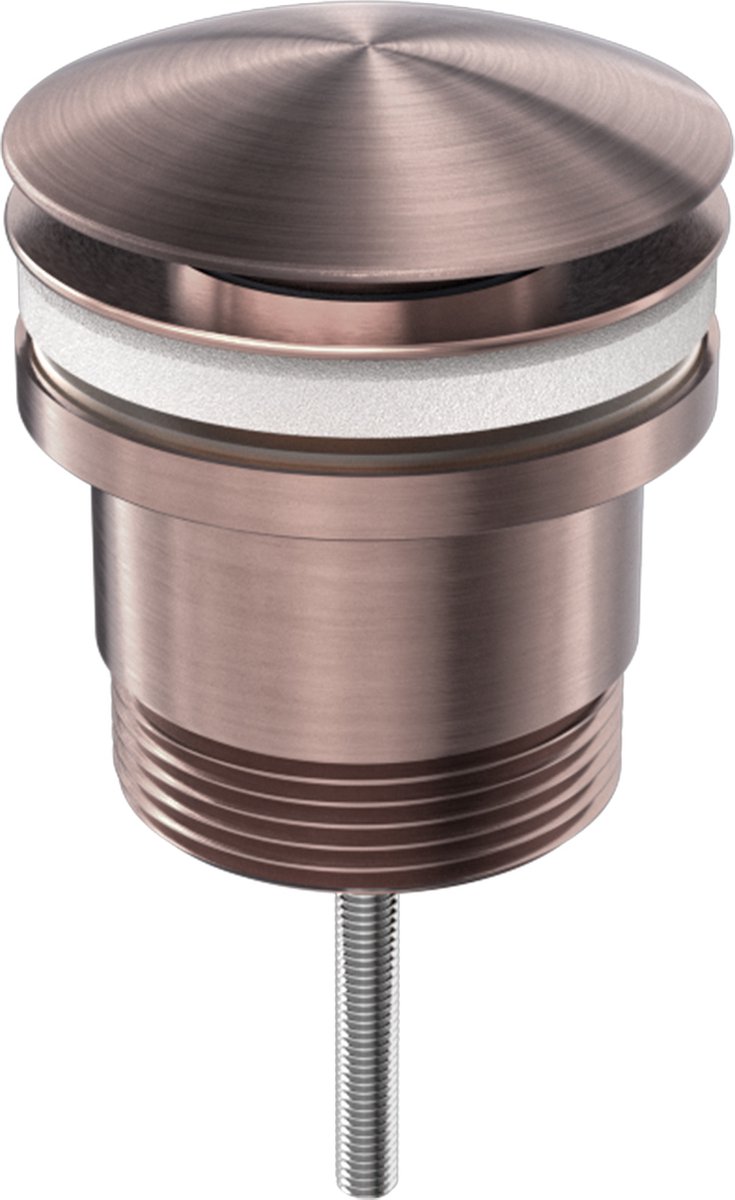 Owen & Finch Afvoerplug (Clickwaste) – Geborsteld Satijn Brons | Brushed Satin Bronze | Rosé Gold PVD – Universele Messing Wastafelplug – Luxe Design
