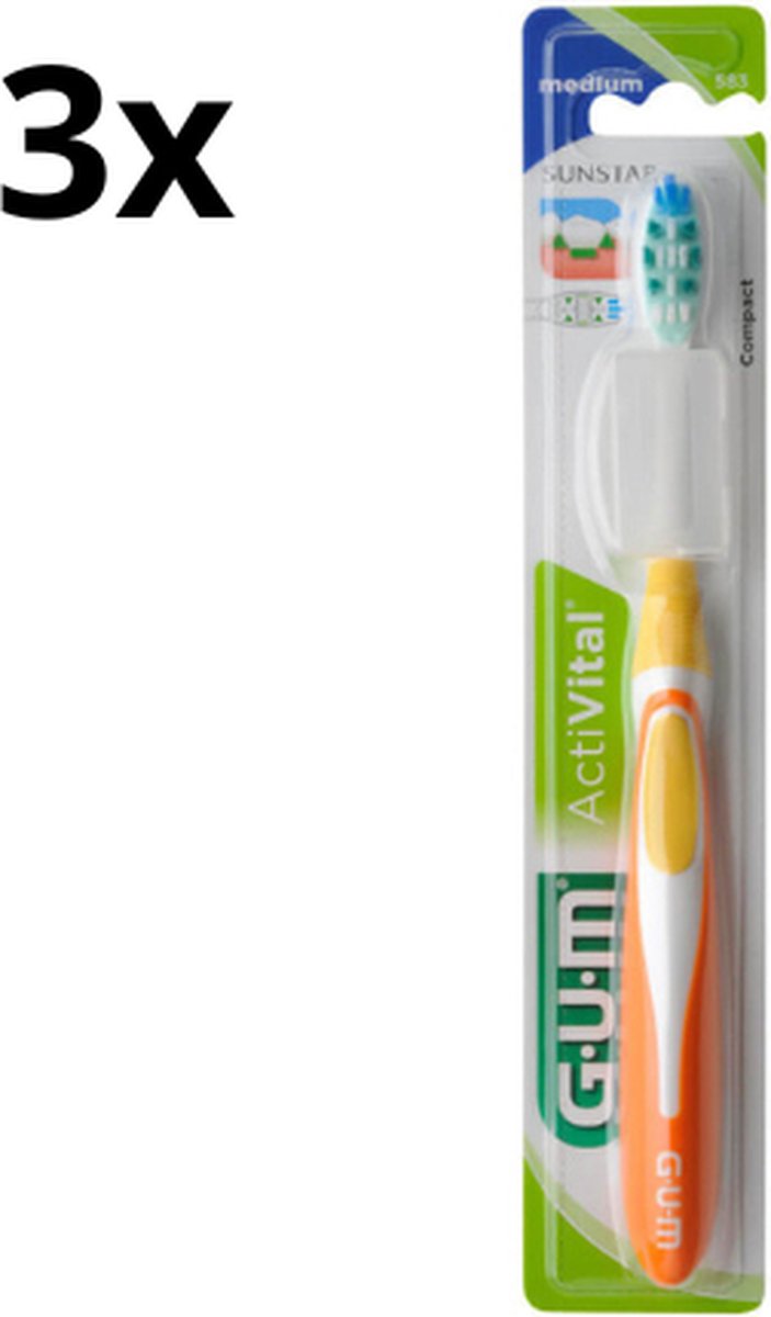 Goedkoopste 3x GUM ActiVital Tandenborstel Medium - Voordeelverpakking