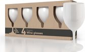 MyDrinkglass Plastic Wijnglazen Lissabon Wit | Set van 4 Stuks | Herbruikbaar | Kunststof Glazen voor Witte of Rode Wijn | Onbreekbaar Wijnglas geschikt voor de Camping | 270 ml