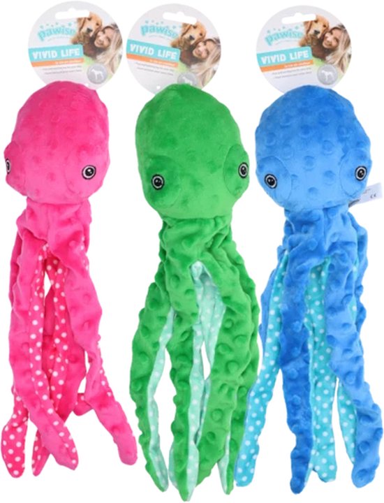 Pawise Plush Octopus - Hondenspeelgoed - Hondenknuffel - Pluche - S - Assorti - 1 Stuk