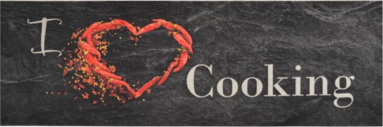 vidaXL Tapis de cuisine lavable Impression de cuisine 60x180 cm Velours Noir