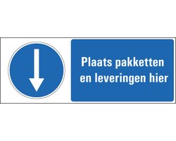 Plaats pakketten hier bord - kunststof 200 x 75 mm