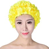 Gele Badmuts met Bloemen en parels - Grappige douchecap voor douchen en zwemmen