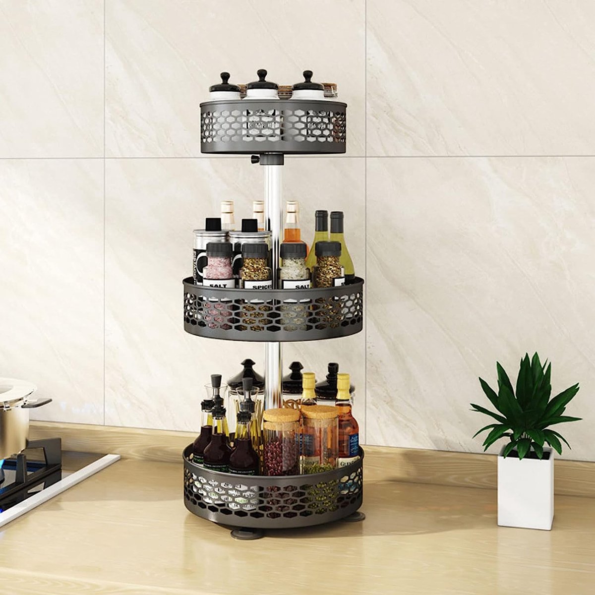 Ensemble D'étagères à épices Rotatives - Rangement à épices Avec 18 Pots à épices