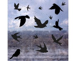 Raamstickers vogels statisch - Zwart - verplaatsbare vogelbescherming stickers