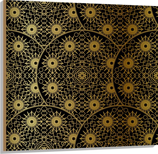 Hout - Borden met Gouden Geometrische Print - 100x100 cm - 9 mm dik - Foto op Hout (Met Ophangsysteem)