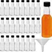 Mini Likeur Flesjes (24 Pak) Plastic 40 ml Lege Alcohol Flesjes met Zwarte Schroef Dop en Vloeistof Trechter Voor Makkelijk Schenken en Flessen Vullen - Mini Flesjes Voor Huwelijk en Feest