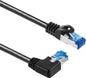 Câble Internet / câble réseau CAT 6a - 1,5 mètre - Coudé à gauche - Zwart - Jusqu'à 10 Gbit - Ame 100% cuivre