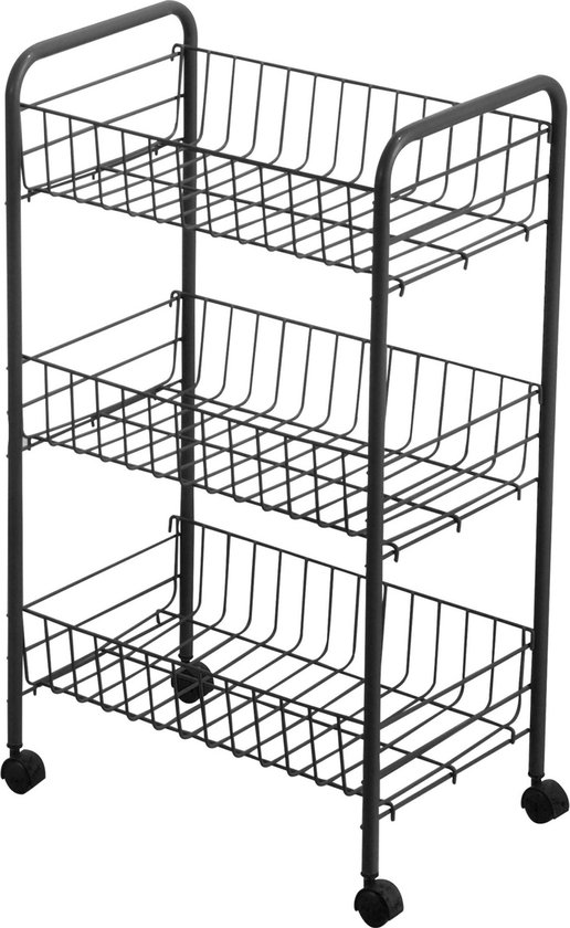 SoBuy FKW97-WN Trolley op wielen Keuken opbergkast Buffetkast Multifunctioneel houten dressoir