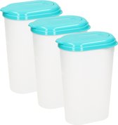 PlasticForte Waterkan/sapkan - 3x - transparant/aqua - deksel - 1.6L - kunststof