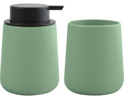 MSV Zeeppompje en drink/tandenborstel beker - badkamer set Malmo - keramiek - groen