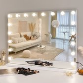 VANITII Grand Miroir de Vanité Hollywood avec Lumières Support Mural de Table en Métal Wit 80*58cm