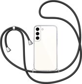 Hoesje met Koord geschikt voor Samsung Galaxy S22 - Back Cover Siliconen Case Transparant Hoes Zwart