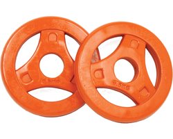 Tunturi Aerobic Halterschijven - Halter gewichten - 2x 0.5 kg - 30mm - Oranje - incl. fitness app