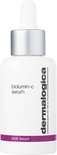 Witte Dermalogica fles met zilverkleurige dop, met 'biolumin-c serum' en 'AGE Smart'.